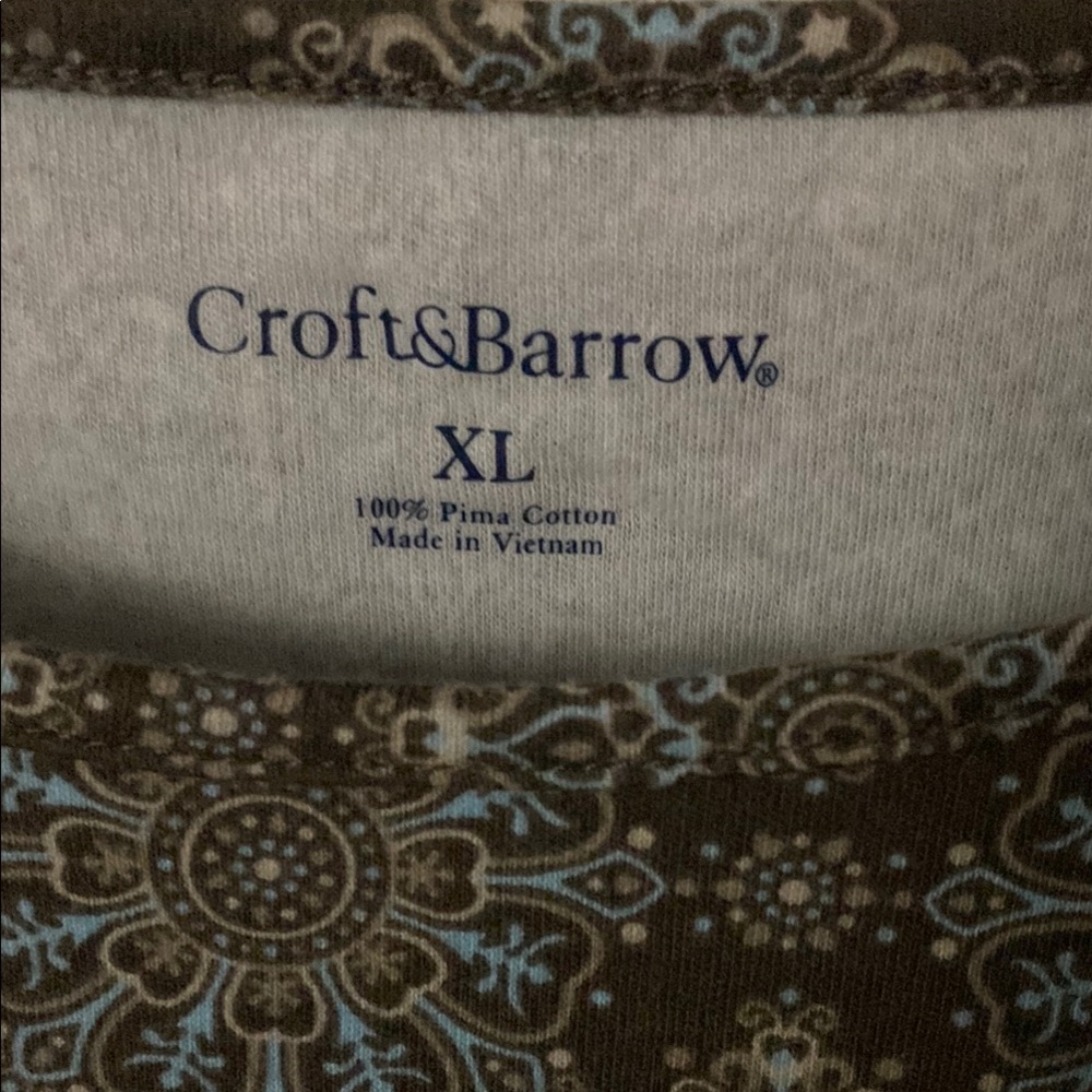 Croft & Barrow Brown and White Relaxed Short Sleeve T-Shirt - Picture 2 of 5
